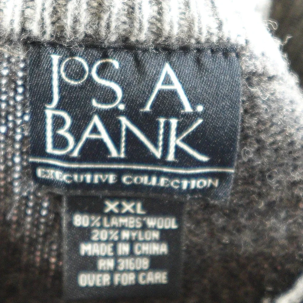 Jos. A. Bank Sweater Men XXL Brown Lambs Wool Blend 1/4 Zip Executive Collection